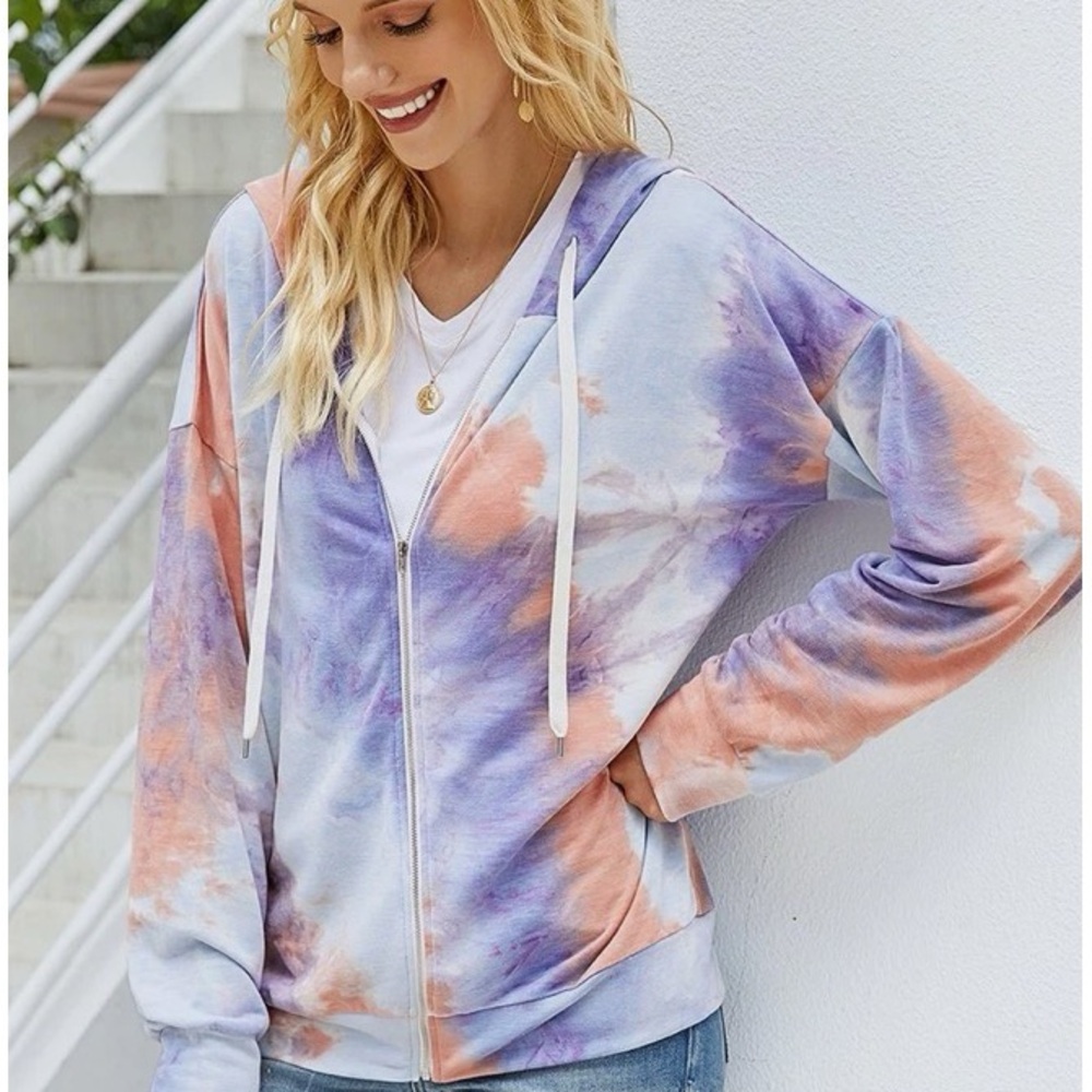 1028. Vibrant Tie-Dye Zip-Up Jacket